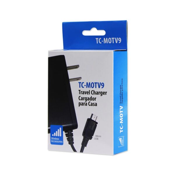 REIKO PORTABLE MICRO USB TRAVEL ADAPTER CHARGER WITH BUILT IN CABLE IN BLACK - Image 3