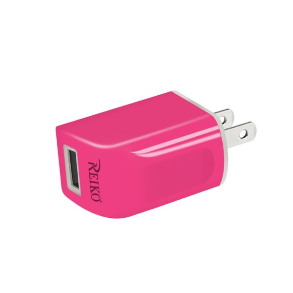 REIKO IPHONE 6 1 AMP PORTABLE TRAVEL ADAPTER CHARGER WITH CABLE IN HOT PINK