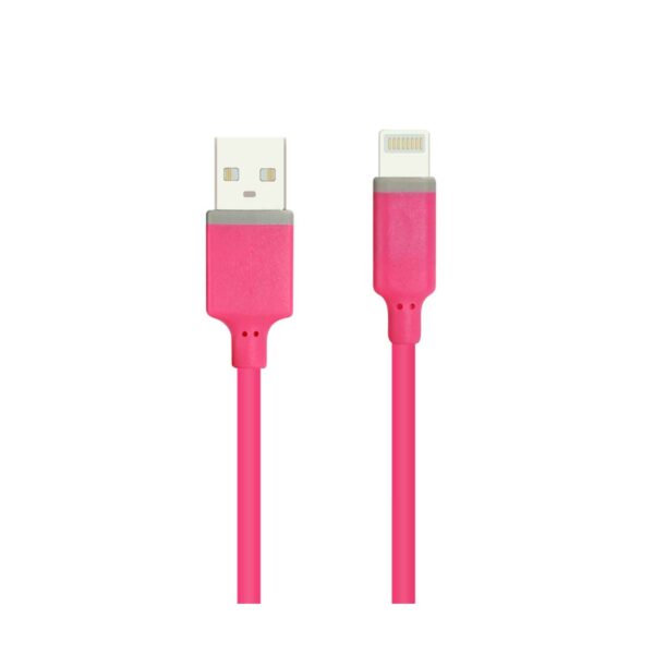 REIKO IPHONE 6 1 AMP PORTABLE TRAVEL ADAPTER CHARGER WITH CABLE IN HOT PINK - Image 3