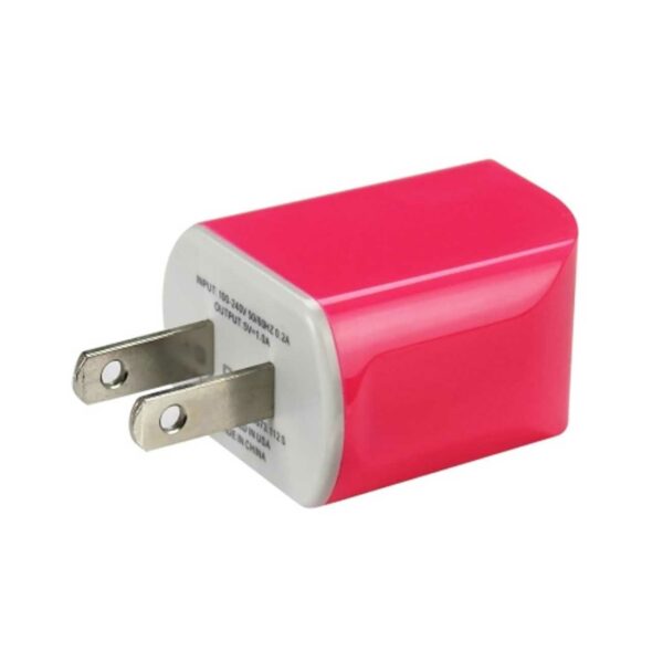 REIKO MICRO USB 1 AMP PORTABLE MICRO TRAVEL ADAPTER CHARGER WITH CABLE IN HOT PINK - Image 2