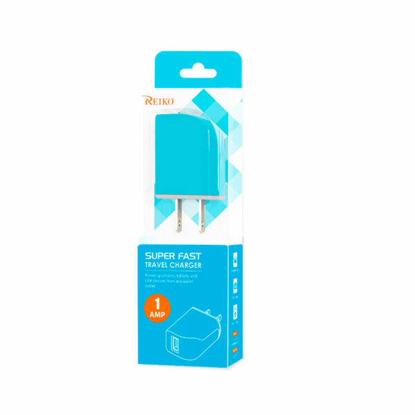 Reiko 1 AMP Dual Color Portable Travel USB Adapter Charger In Blue - Image 3