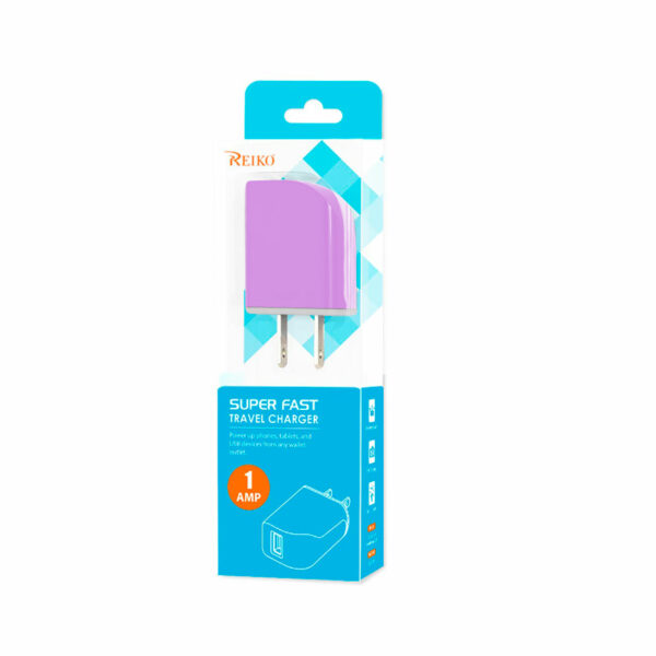 Reiko 1 AMP Dual Color Portable Travel USB Adapter Charger InÂ Purple - Image 3