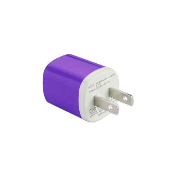 REIKO 1 AMP WALL USB TRAVEL ADAPTER CHARGER IN PURPLE - Image 2