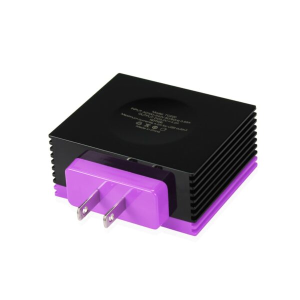REIKO 4 AMP FOUR PORTS PORTABLE TRAVEL STATION CHARGER IN PURPLE - Image 2