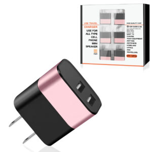 Dual Port USB Wall Charger/ Power Adapter/ Charging Block In Rose Gold (12pcs)