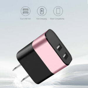 Dual Port USB Wall Charger/ Power Adapter/ Charging Block In Rose Gold (12pcs) - Image 2
