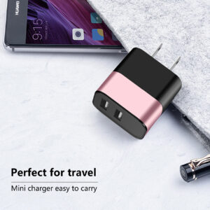 Dual Port USB Wall Charger/ Power Adapter/ Charging Block In Rose Gold (12pcs) - Image 3