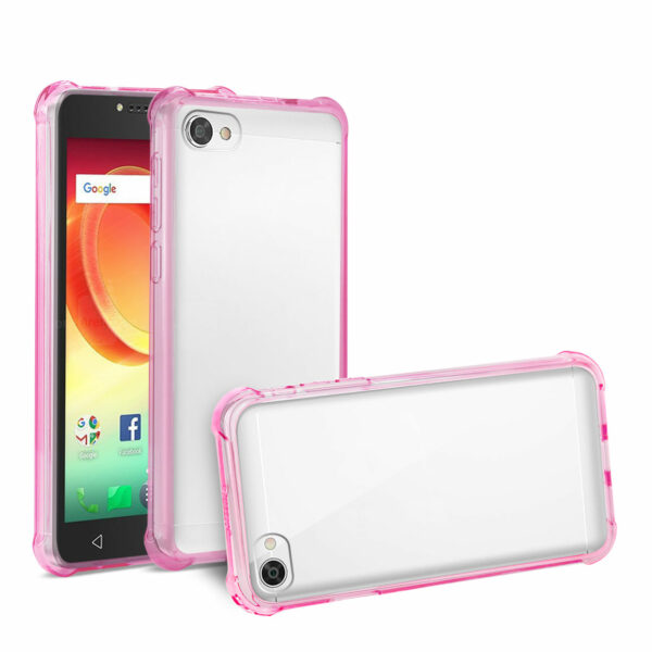 Reiko Alcatel Crave Clear Bumper Case With Air Cushion Protection In Clear Hot Pink - Image 2