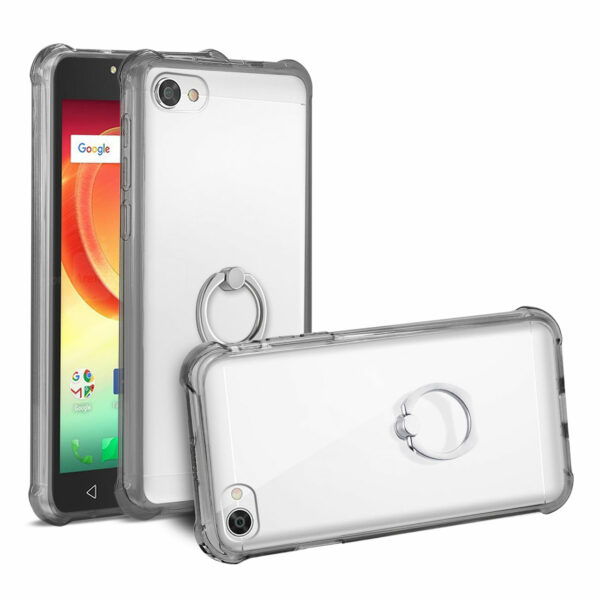 Reiko Alcatel Crave Transparent Air Cushion Protector Bumper Case With Ring Holder In Clear Black - Image 2