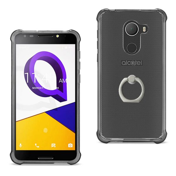 Reiko Alcatel Walters Transparent Air Cushion Protector Bumper Case With Ring Holder In Clear Black
