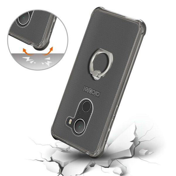 Reiko Alcatel Walters Transparent Air Cushion Protector Bumper Case With Ring Holder In Clear Black - Image 3