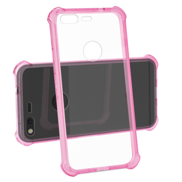 Reiko Google Pixel Clear Bumper Case With Air Cushion Protection In Clear Hot Pink - Image 2