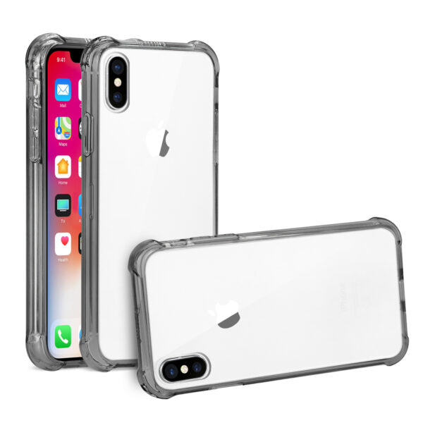 Reiko iPhone X/iPhone XS Clear Bumper Case With Air Cushion Protection In Clear Black - Image 2