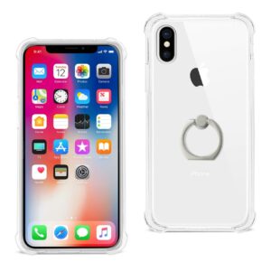 Reiko iPhone X/iPhone XS Transparent Air Cushion Protector Bumper Case With Ring Holder In Clear