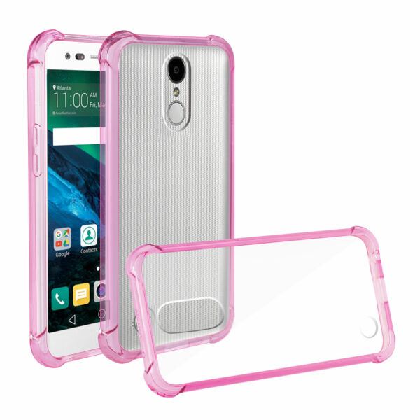 Reiko LG Fortune/ Phoenix 3/ Aristo Clear Bumper Case With Air Cushion Protection In Clear Hot Pink - Image 2