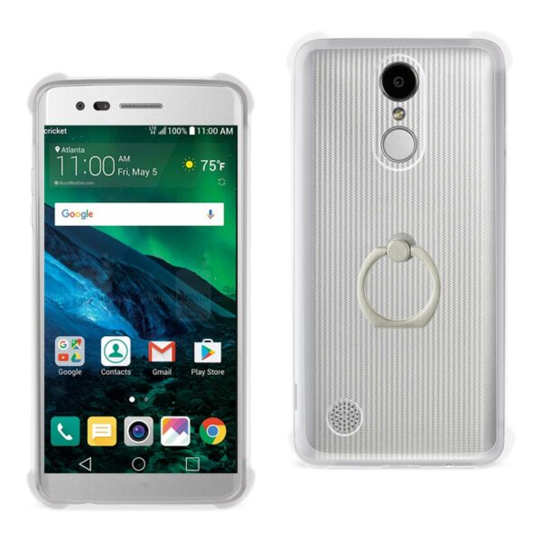 Reiko LG Fortune/ Phoenix 3/ Aristo Transparent Air Cushion Protector Bumper Case With Ring Holder In Clear