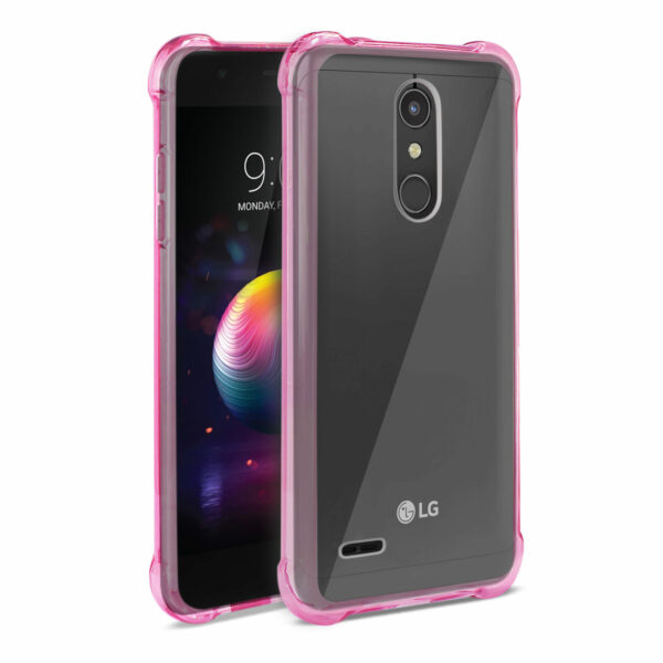 Reiko LG K30 Clear Bumper Case With Air Cushion Protection In Clear Hot Pink - Image 2