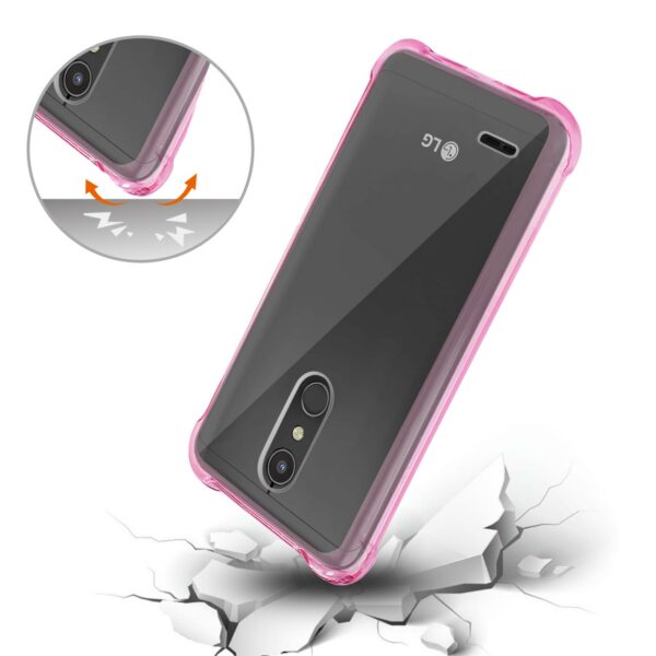 Reiko LG K30 Clear Bumper Case With Air Cushion Protection In Clear Hot Pink - Image 3