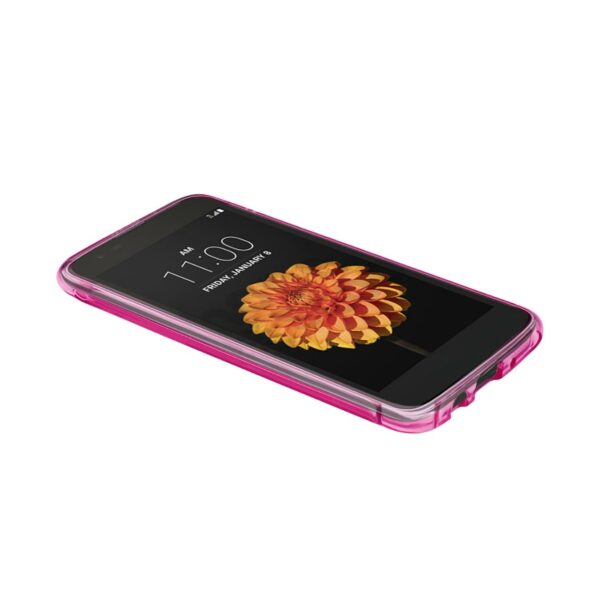 Reiko LG K7 Clear Bumper Case With Air Cushion Protection In Clear Hot Pink - Image 3