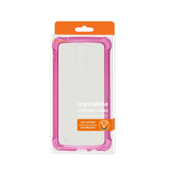 Reiko LG K7 Clear Bumper Case With Air Cushion Protection In Clear Hot Pink - Image 4