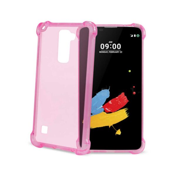 Reiko LG Stylus 2 Clear Bumper Case With Air Cushion Protection In Clear Hot Pink - Image 2