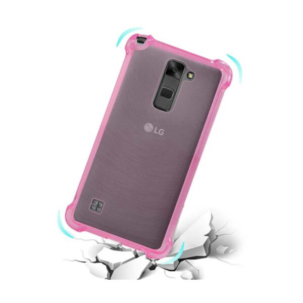 Reiko LG Stylus 2 Clear Bumper Case With Air Cushion Protection In Clear Hot Pink - Image 3