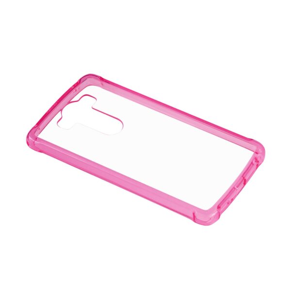 Reiko LG K10 Clear Bumper Case With Air Cushion Protection In Clear Hot Pink - Image 2