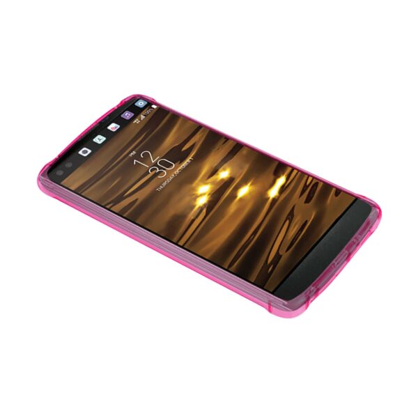 Reiko LG K10 Clear Bumper Case With Air Cushion Protection In Clear Hot Pink - Image 3