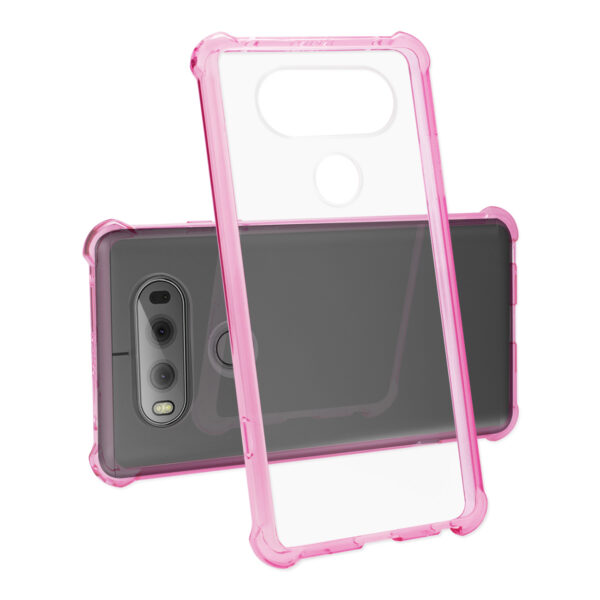 Reiko LG V20 5.7 Inches Clear Bumper Case With Air Cushion Protection In Clear Hot Pink - Image 2
