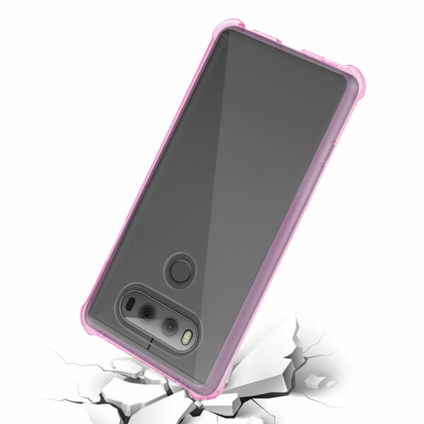 Reiko LG V20 5.7 Inches Clear Bumper Case With Air Cushion Protection In Clear Hot Pink - Image 3