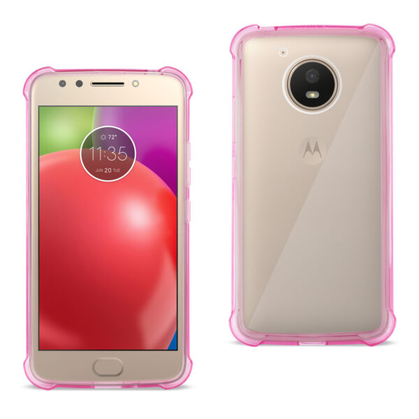Reiko Motorola Moto E4 Active Clear Bumper Case With Air Cushion Protection In Clear Hot Pink