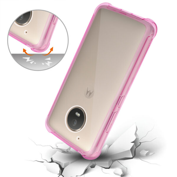 Reiko Motorola Moto E4 Active Clear Bumper Case With Air Cushion Protection In Clear Hot Pink - Image 3