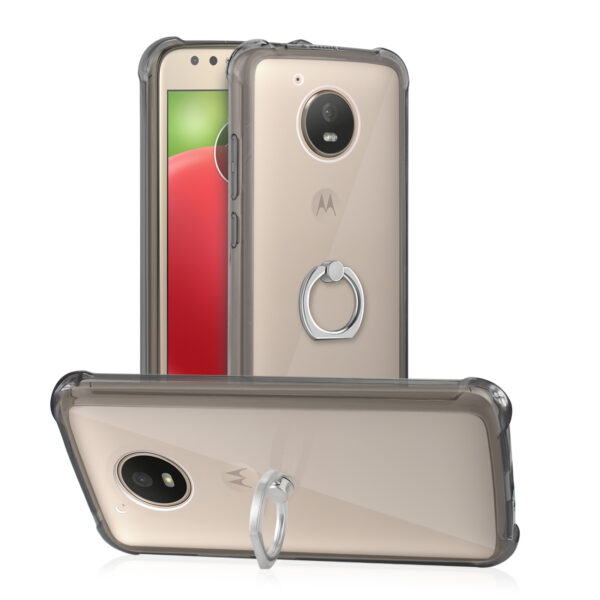 Reiko Motorola Moto E4 Active Transparent Air Cushion Protector Bumper Case With Ring Holder In Clear Black - Image 2