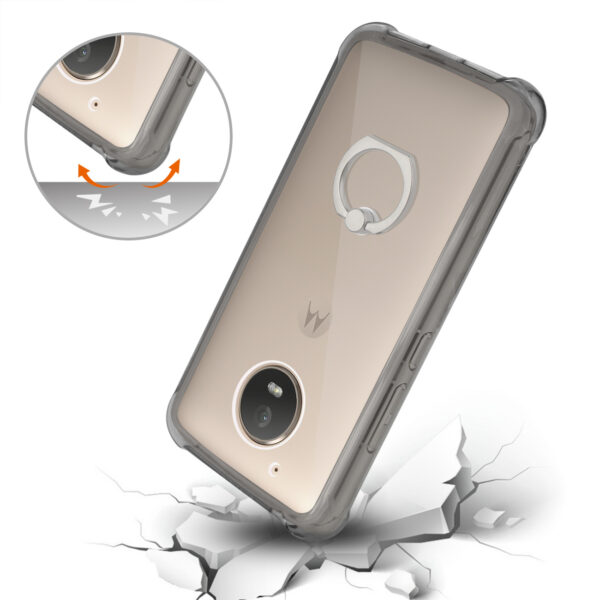Reiko Motorola Moto E4 Active Transparent Air Cushion Protector Bumper Case With Ring Holder In Clear Black - Image 3