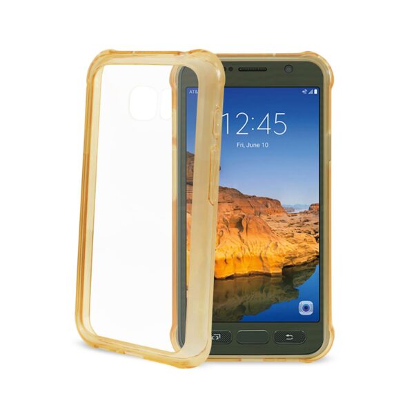 Reiko Samsung Galaxy S7 Active Clear Bumper Case With Air Cushion Protection In Clear Gold - Image 2