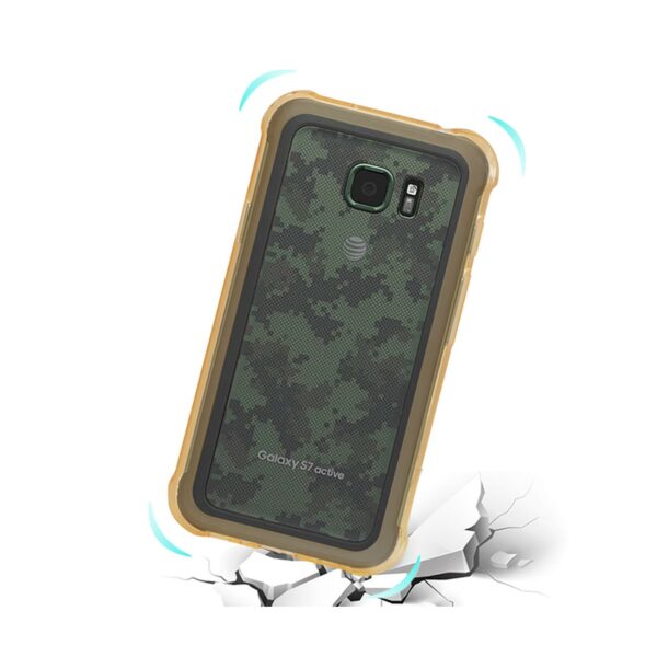 Reiko Samsung Galaxy S7 Active Clear Bumper Case With Air Cushion Protection In Clear Gold - Image 3