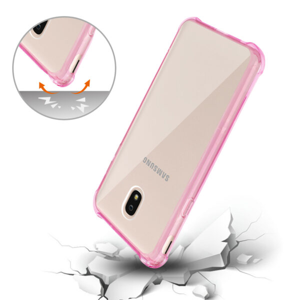 Reiko Samsung J7(2018) Clear Bumper Case With Air Cushion Protection In Clear Hot Pink - Image 3