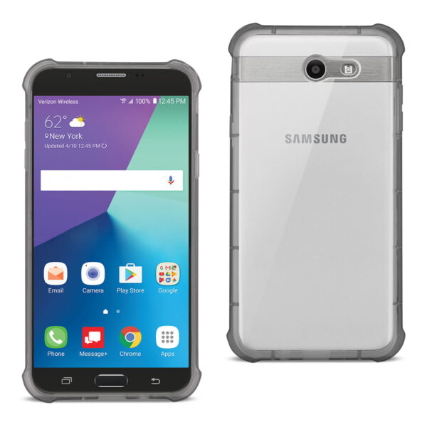 Reiko Samsung Galaxy J7 V (2017) Clear Bumper Case With Air Cushion Protection In Clear Black