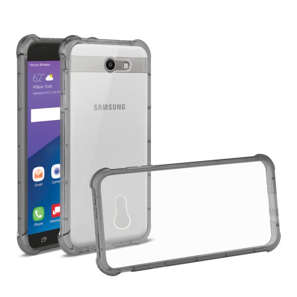 Reiko Samsung Galaxy J7 V (2017) Clear Bumper Case With Air Cushion Protection In Clear Black - Image 2