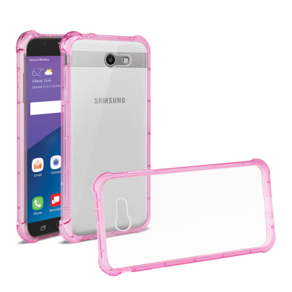 Reiko Samsung Galaxy J7 V (2017) Clear Bumper Case With Air Cushion Protection In Clear Hot Pink - Image 2