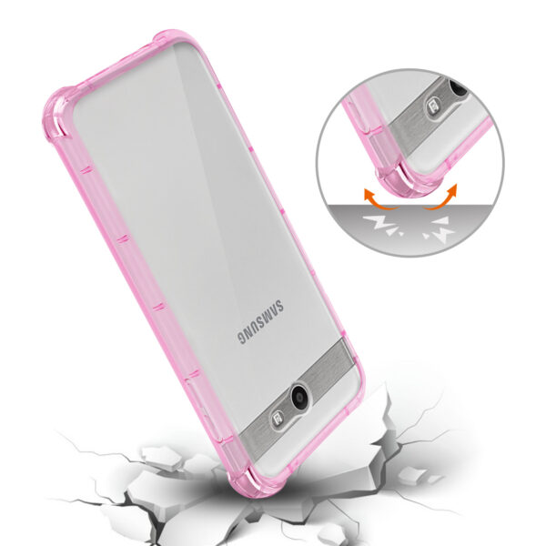 Reiko Samsung Galaxy J7 V (2017) Clear Bumper Case With Air Cushion Protection In Clear Hot Pink - Image 3