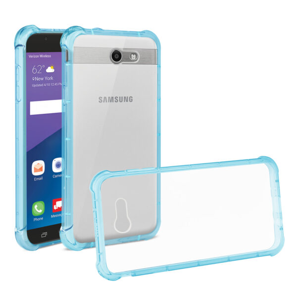 Reiko Samsung Galaxy J7 V (2017) Clear Bumper Case With Air Cushion Protection In Clear Navy - Image 2