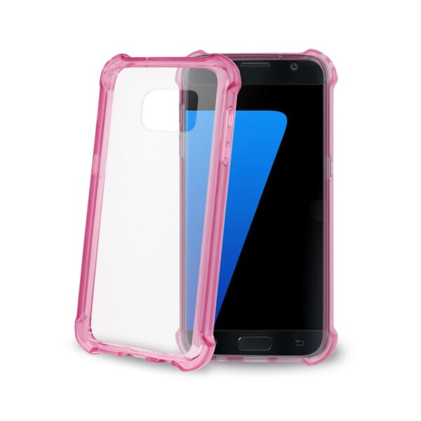 REIKO SAMSUNG GALAXY S7 CLEAR BUMPER CASE WITH AIR CUSHION PROTECTION IN CLEAR HOT PINK - Image 2
