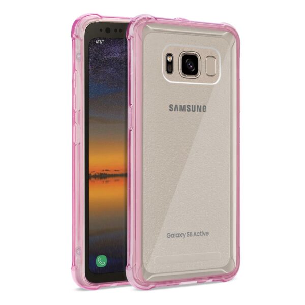 Reiko Samsung Galaxy S8 Active Clear Bumper Case With Air Cushion Protection In Clear Hot Pink - Image 2
