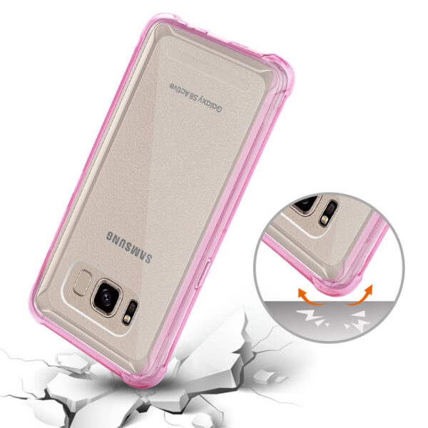 Reiko Samsung Galaxy S8 Active Clear Bumper Case With Air Cushion Protection In Clear Hot Pink - Image 3