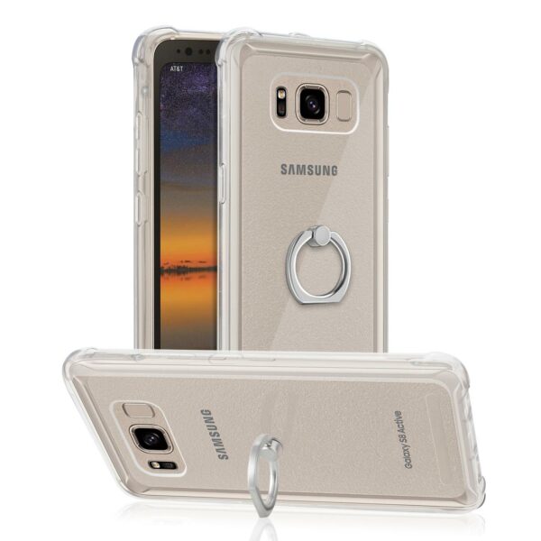 Reiko Samsung Galaxy S8 Active Transparent Air Cushion Protector Bumper Case With Ring Holder In Clear - Image 2
