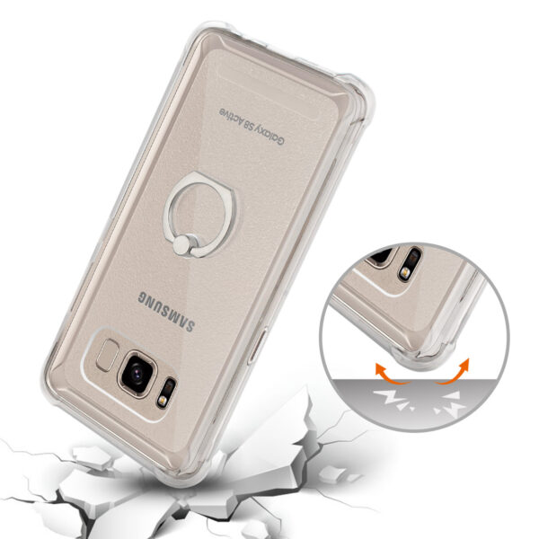 Reiko Samsung Galaxy S8 Active Transparent Air Cushion Protector Bumper Case With Ring Holder In Clear - Image 3