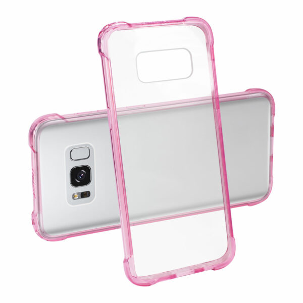 Reiko Samsung Galaxy S8 Clear Bumper Case With Air Cushion Protection In Clear Hot Pink - Image 2