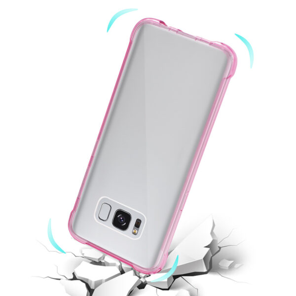 Reiko Samsung Galaxy S8 Clear Bumper Case With Air Cushion Protection In Clear Hot Pink - Image 3