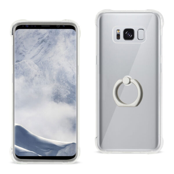 Reiko Samsung Galaxy S8 Transparent Air Cushion Protector Bumper Case With Ring Holder In Clear